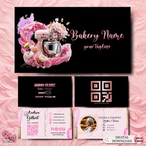 MODERN Pink Bakery Business Card Template DIY Custom Cake Business Card Editable Printable  Business Card Design Wedding Cake Business Card