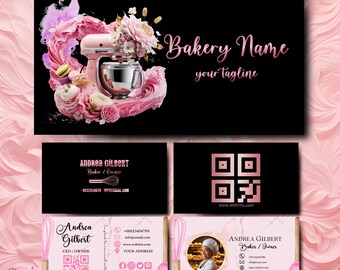 MODERN Pink Bakery Business Card Template DIY Custom Cake Business Card Editable Printable  Business Card Design Wedding Cake Business Card