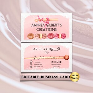 Crochet Modern Editable Business Card Template, Business Card, DIY Business Card Crochet Feminine Card Canva Template Add your Logo