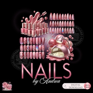 Nail Artist Logo, Nail Technician Logo, Nail Salon Logo, Nail Polish Logo, Nail Tech Girl, Editable Canva Template, Pink Branding Design