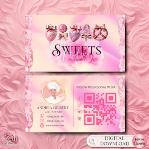 Bakery Cake Treats Business Card Template, DIY Business Card, Editable Printable Business Card Design, Cake Treats Business Card, Canva Edit