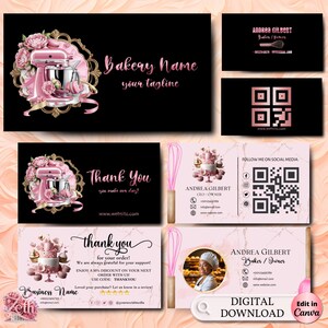 MODERN Pink Bakery Business Card Template DIY Custom Cake Business Card Editable Printable  Business Card Design Wedding Cake Business Card