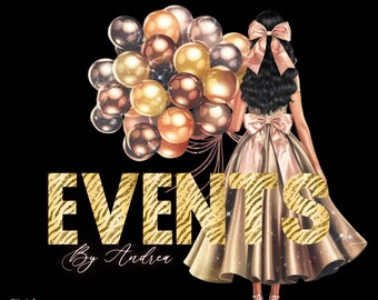Elegant Event Planner Logo, DIY Customizable Glitter Logo, Event Business, Wedding Planner, Event Planner Party Planning Logo Template Canva