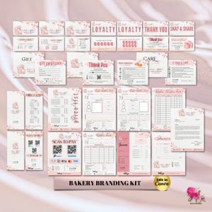 CAKE Business MODERN EDITABLE Branding Kit Business Printable Thank you Gift Card Care Card Price List Invoice Order Forms Bakery Business