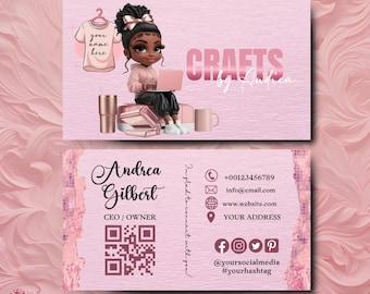 Crafting Business Card Design, Crafter Logo T-shirt Business Card, Heat Press Card, DIY Business Card, T-shirt Tumbler Maker Card Canva Edit
