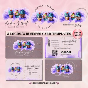 CAKE Business LOGO, Business Card Design Template , Pastry Business Logo, Bakery Business Card Design, Creation Design Logo, Edit in Canva