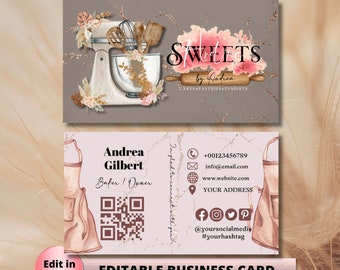 MODERN Creative Smoke Cake/Bakery/Pastry Business Card Template DIY Business Card Editable Printable Business Card Design Cake Business Card
