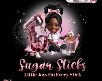 Chibi Black Hair Girl Bakery Logo: Custom Pastry Design (Canva Editable, Digital Download
