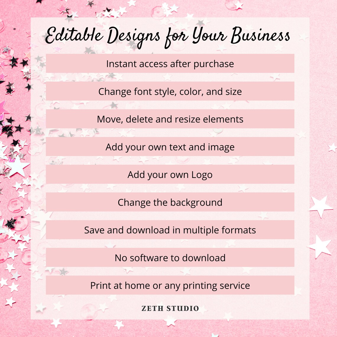 Editable Pink Glitter Business Card Template Pink Sparkle Etsy