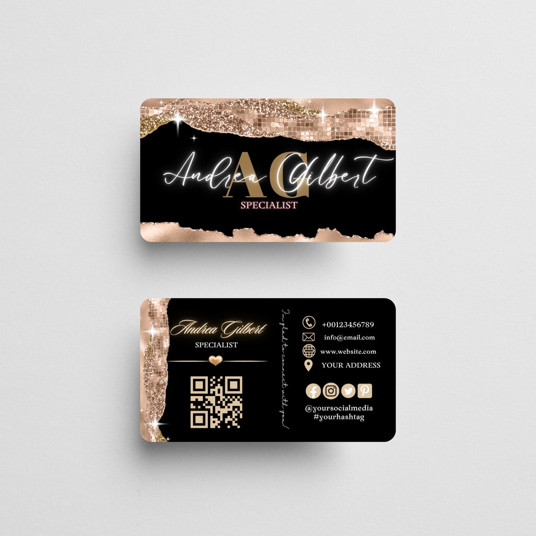 Black Business Card Printable Business Card Template Modern - Etsy