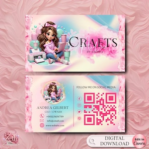 Crafting Business Card Design, Crafter Logo T-shirt Business Card, Heat Press Card, DIY Business Card, T-shirt Tumbler Maker Card Canva Edit
