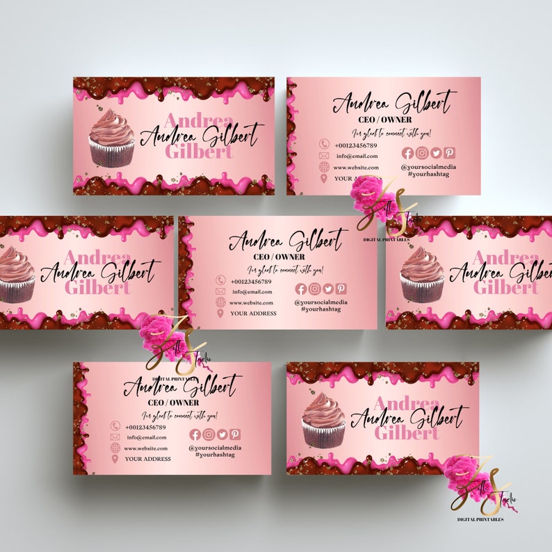MODERN Creative Bakery Business Card Template DIY Custom Cake Etsy