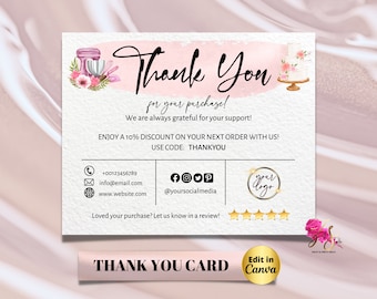 Bakery Custom Thank You Business Cards for Small Business, Editable Canva Template, Editable Thank You For Order, Thank You Business Card