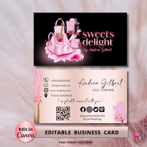 MODERN Pink Bakery Business Card Template DIY Custom Cake Business Card Editable Printable Cake Business Card Design Cake Business Card