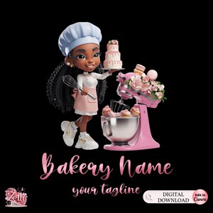 Chibi Girl Bakery logo, Baking logo, Stylish Custom Bakery/Pastry/Cake Logo, Cupcake Logo, Modern & Professional Digital Logo for Bakeshops