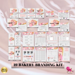 CAKE Business MODERN EDITABLE Branding Kit Business Printable Thank you Gift Card Care Card Price List Invoice Order Forms Bakery Business