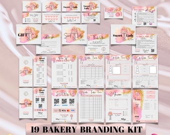 CAKE Business MODERN EDITABLE Branding Kit Business Printable Thank you Gift Card Care Card Price List Invoice Order Forms Bakery Business
