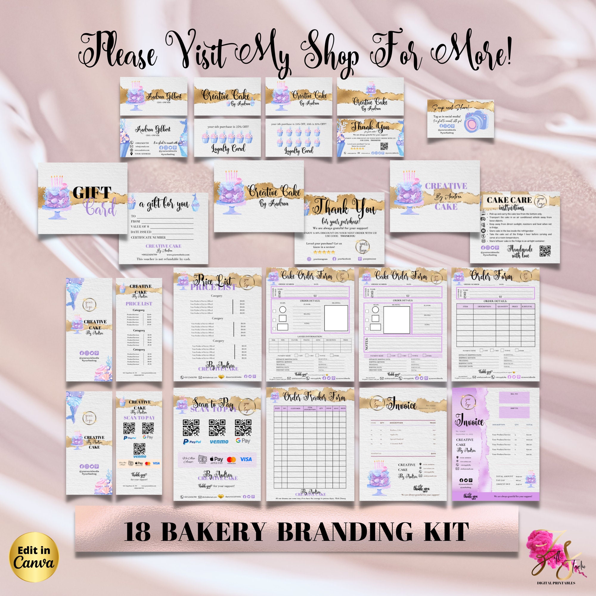 BAKERY Price List Template, Editable Modern Pricing Guide, Instagram