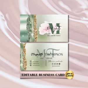 Editable Green Craft Business Card Template, Green Resin Candle Business Card, Business Card, Beauty LashesDIY Business Card, Canva Template