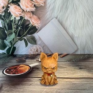 HOLZSCHNITZEREI LITTLE Dog Angry Statue, Massivholz Spirits Deko, Hunde Schlüsselanhänger, Hunde Auto Tasche Reißverschluss Charm hängend, Haustier Hundeliebhaber Geschenk