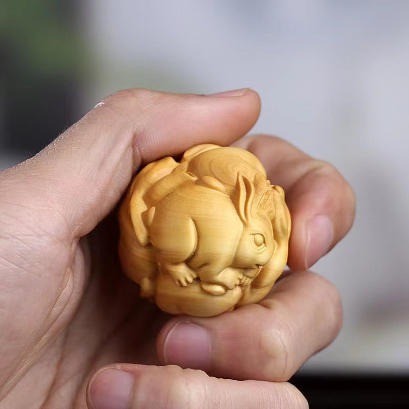 WOOD RABBIT CARVING: Bunny Animal Miniature Solid Wooden - Etsy