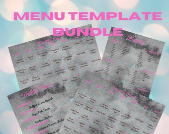 Weekly Menu Template - Etsy