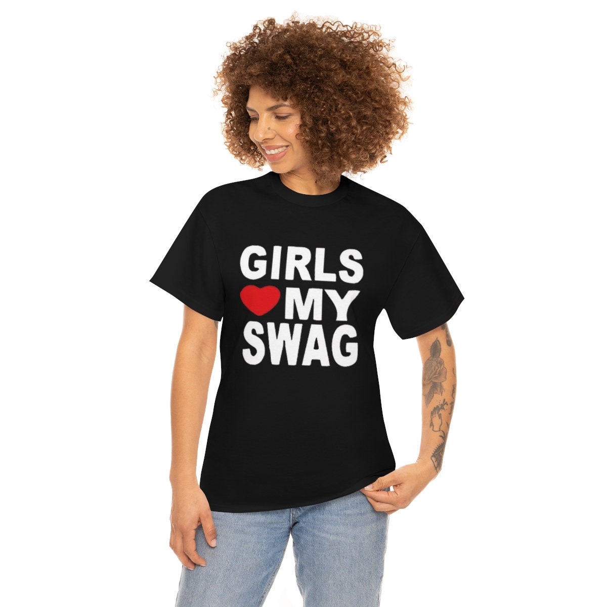 GIRLS LOVE MY SWAG Engraçado Vintage Algodão Verão Novidade Streetwear dos  homens T-Shirt Mulheres Streetwear Casual Tamanho UE Top Tee - AliExpress