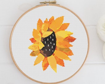 Sunflower Cross Stitch Pattern, Instant PDF Pattern, Nursery Wall Decor, Modern Stitch Chart, Cross Stitch Art, Embroidery Art, Nature Decor