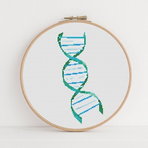 DNA-kruissteekpatroon, pdf direct downloaden, decor kinderkamer, moderne stekentabel, wetenschap kamerdecor, kruissteekkunst, borduurcadeau