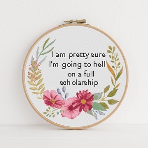 Hell Cross Stitch Pattern #1707, Cross Stitch PDF, Modern Stitch Design, Counted Cross Stitch, Embroidery Art, Quote Decor, Wall Art
