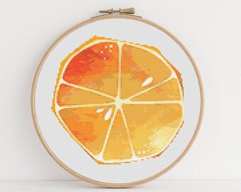 Orange Cross Stitch Pattern, Instant Download PDF, Nursery Room Decor, Modern Stitch Chart, Boho Decor, Cross Stitch Art, Embroidery Gift