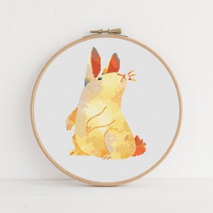 Rabbit Cross Stitch Pattern, PDF Pattern, Counted Cross Stitch, Modern Stitch Art, Boho Home Decor, Nursery Room Decor, Embroidery Pattern