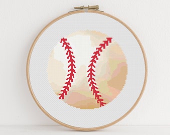 Baseball Cross Stitch Pattern, Instant Download PDF, Counted CrossStitch Art, Embroidery Art, Boho Wall Decor, Gift for Her, Interior Design