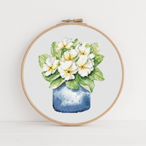Primrose Cross Stitch Pattern, Instant Download PDF, Modern Cross Stitch Chart, Counted Cross Stitch, Spring Mothers Day, Aesthetic Decor