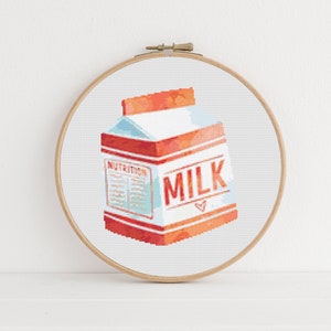 Wzór haftu krzyżykowego Coffee Milk, natychmiastowe pobranie pliku PDF, wystrój pokoju dziecięcego, sztuka haftu krzyżykowego, prezent haftowany, sztuka boho na ścianę