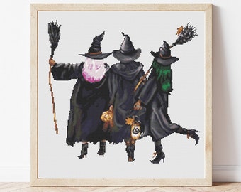 Witches Cross Stitch, Instant Download PDF Pattern, Counted Cross Stitch, Modern Cross Stitch Chart, Embroidery Pattern, Halloween Gift