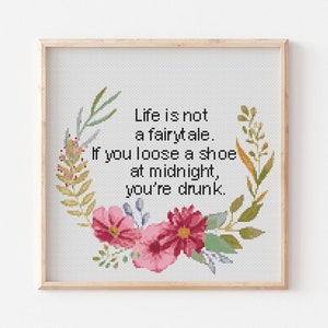Fairytale Cross Stitch Pattern #834, Cross Stitch PDF, Modern Stitch Design, Counted Cross Stitch, Embroidery Art, Quote Decor, Wall Art