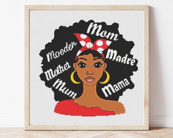 Madre Cross Stitch Pattern, Instant Download PDF Pattern, Room Decor, Counted Cross Stitch Chart, Wall Art, Moving Gift, Mothers Day Gift