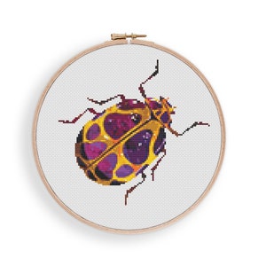 Beetle Cross Stitch Pattern, Instant Download PDF, Nursery Wall Decor, Modern Chart Tutorial, Animal Art, Cross Stitch Art, Embroidery Gift