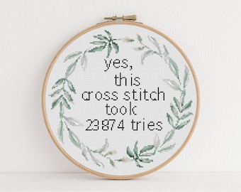 Tries Cross Stitch Pattern #554, Cross Stitch PDF, Nowoczesny projekt ściegu, Counted Cross Stitch, Haft artystyczny, Cytat Decor, Wall Art