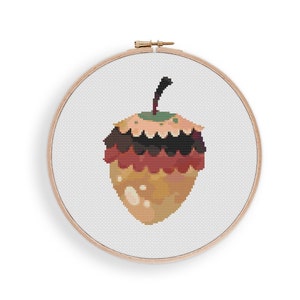 Acorn Cross Stitch Pattern #1674, PDF Pattern, Modern Stitch Chart, Boho Home Decor, Embroidery Pattern, Counted Stitch Chart, Boho Wall Art