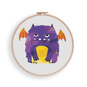 Monster Cross Stitch Pattern, Instant Download PDF, Nursery Decor, Modern Chart Tutorial, Kids Pattern, Cross Stitch Art, Embroidery Gift