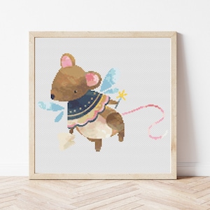 Tooth Fairy Cross Stitch Pattern #1599, PDF Pattern, Counted Cross Stitch, Cross Stitch Art, Embroidery Pattern, Nursery Decor, Kids Decor