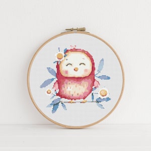 Bird Cross Stitch, Instant Download Pattern PDF, Modern Cross Stitch Tutorial, Animal Embroidery, Boho Picture Frame, Aesthetic Room Decor