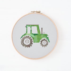 Tractor Cross Stitch, Instant Download PDF Pattern, Counted Cross Stitch Chart, Boho Wall Art, Childs Toy, Nursery Decor, Kids Room Decor