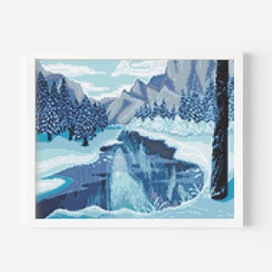 Landscape Cross Stitch Pattern, Instant Download PDF Pattern, Room Decor, Modern Counted X Stitch Chart, Minimalist Wall Art, Moving Gift