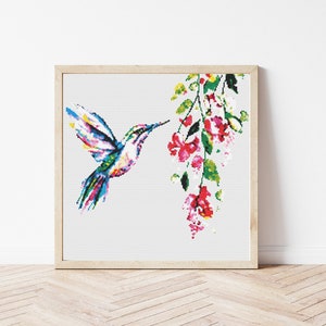Hummingbird Cross Stitch, Instant Download PDF, Animal Pattern, Modern Cross Stitch, Rustic Home Wall Art, Bird Nursery Gift, Xmas Present