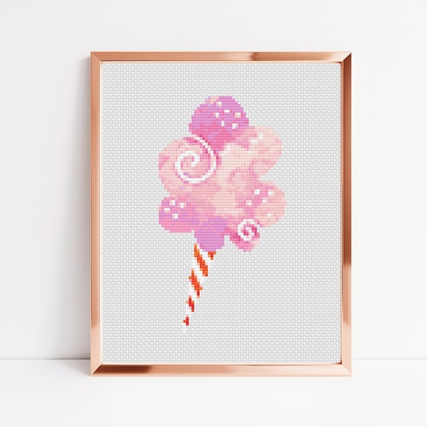 Cotton Candy Cross Stitch Pattern, Instant Download PDF, Housewarming Gift, Wall Hanging Decor, Counted Cross Stitch, Kitchen Gift Ideas