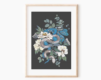 Snake Cross Stitch, Instant Download PDF, Animal Pattern, Modern Cross Stitch Pattern, Rustic Home Wall Art, Magic Embroidery Kit, Boho Gift