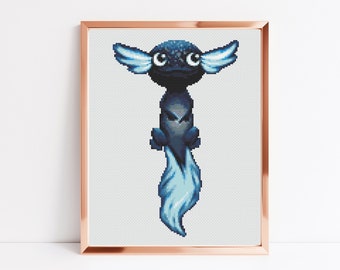 Axolotl Cross Stitch Pattern, Counted Cross Stitch, Instant Download PDF, Animal Cross Stitch Chart, Embroidery Pattern, Underwater Decor